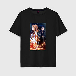 Футболка оверсайз женская САО - Kirito Asuna, цвет: черный