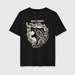 Женская футболка оверсайз Медведь в кельтском стиле в виде тату