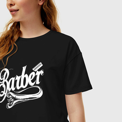 Женская футболка оверсайз Барбер с бритвой / Черный – фото 3
