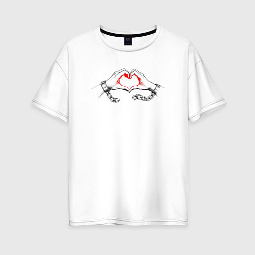 Женская футболка оверсайз Free heart - оковы разбиты / Белый – фото 1