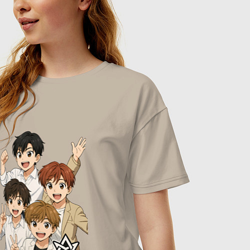 Женская футболка оверсайз Astro аниме стиль / Миндальный – фото 3