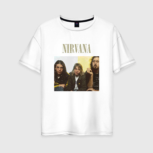 Женская футболка оверсайз Nirvana band foto / Белый – фото 1