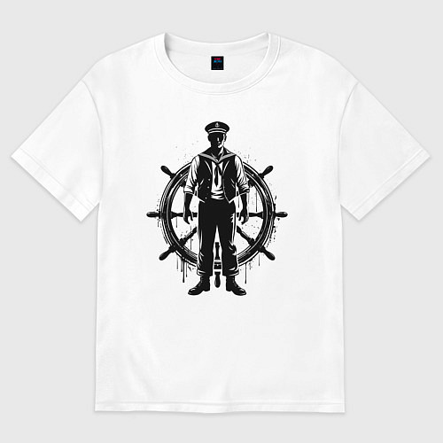 Женская футболка оверсайз Капитан и штурвал граффити / Белый – фото 1