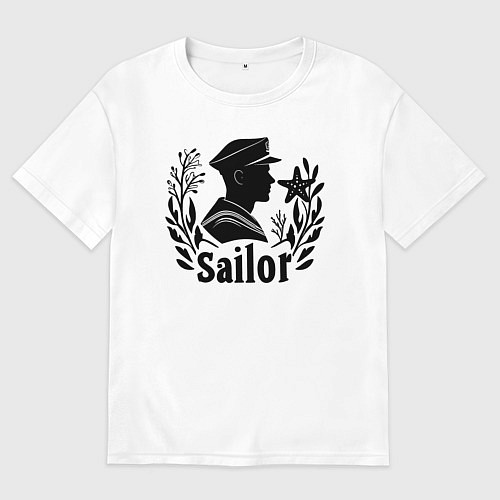 Женская футболка оверсайз Моряк с морской звездой / Белый – фото 1