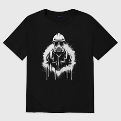 Женская футболка оверсайз Нефтяник в белой краской