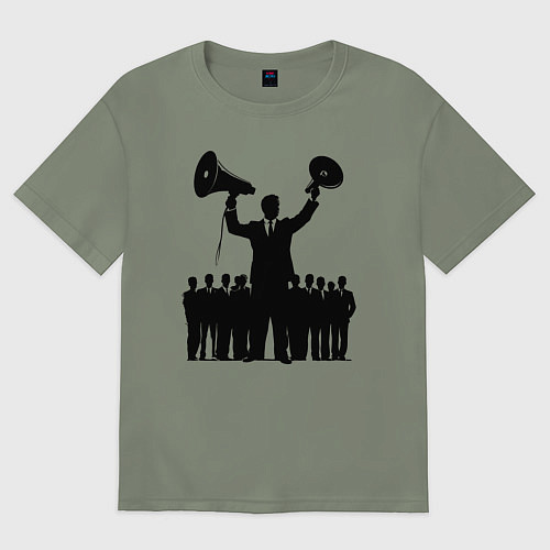 Женская футболка оверсайз Пиарщик с мегафонами / Авокадо – фото 1
