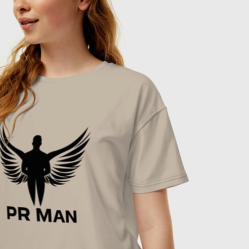 Женская футболка оверсайз Пиарщик с крыльями / Миндальный – фото 3