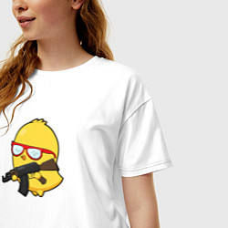Футболка оверсайз женская Цыпленок и автомат, цвет: белый — фото 2