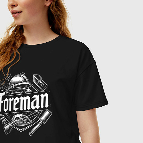 Женская футболка оверсайз Прораб орнамент / Черный – фото 3