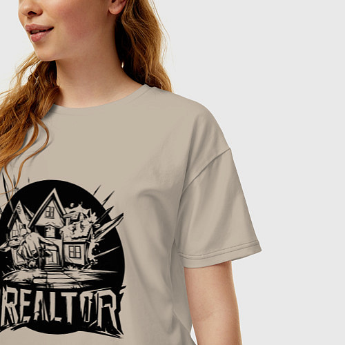 Женская футболка оверсайз Риелтор дом / Миндальный – фото 3