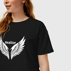 Футболка оверсайз женская Крылья риэлтора, цвет: черный — фото 2