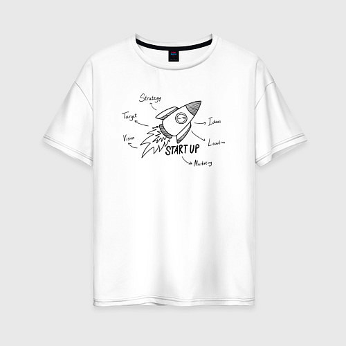 Женская футболка оверсайз Стартапер - ракета / Белый – фото 1