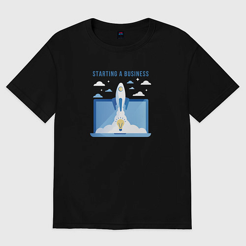 Женская футболка оверсайз Starting a business / Черный – фото 1