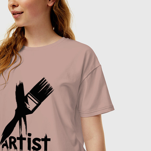 Женская футболка оверсайз Художник с кистью / Пыльно-розовый – фото 3