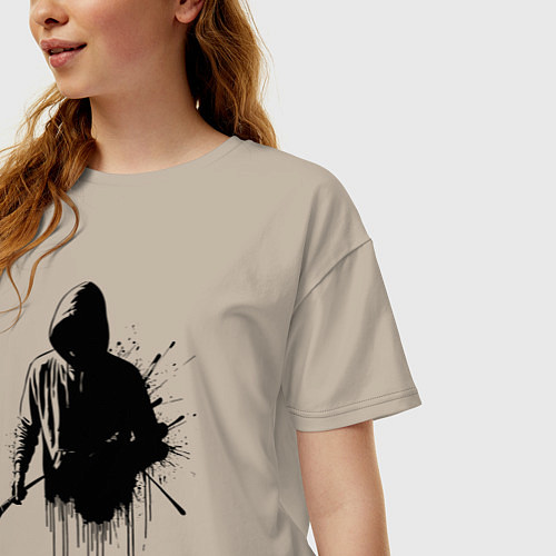 Женская футболка оверсайз Художник граффити / Миндальный – фото 3