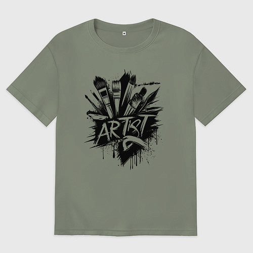 Женская футболка оверсайз Художник букет из кистей / Авокадо – фото 1