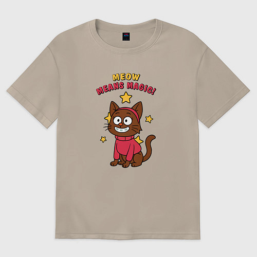 Женская футболка оверсайз Meow means magic / Миндальный – фото 1
