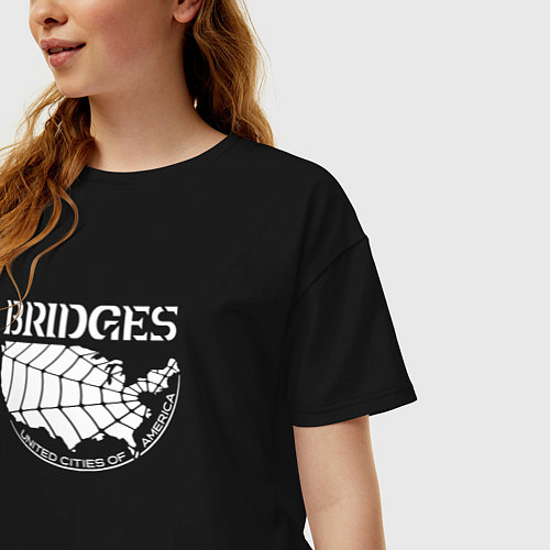Женская футболка оверсайз Bridges logo / Черный – фото 3