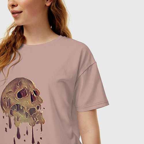 Женская футболка оверсайз Плавящийся череп / Пыльно-розовый – фото 3
