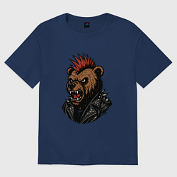 Женская футболка оверсайз Медведь панк