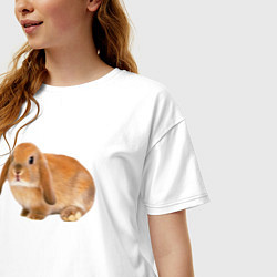 Футболка оверсайз женская Рыжий пушистый кролик, цвет: белый — фото 2