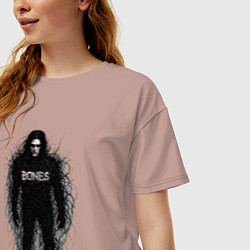 Футболка оверсайз женская Bones horror style, цвет: пыльно-розовый — фото 2