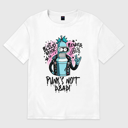Женская футболка оверсайз Graffiti Bender - punks not dead / Белый – фото 1