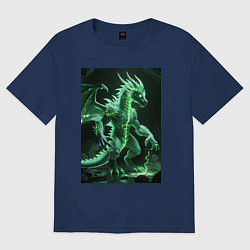 Футболка оверсайз женская Зеленый магический дракон, цвет: тёмно-синий