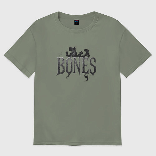Женская футболка оверсайз Bones лого из дыма / Авокадо – фото 1