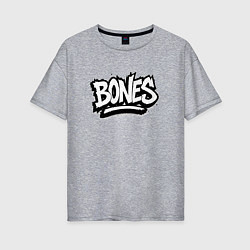 Футболка оверсайз женская Bones белый логотип, цвет: меланж
