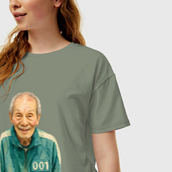 Футболка оверсайз женская Игрок 001 Игра в кальмара, цвет: авокадо — фото 2