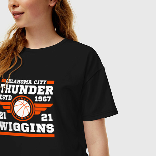 Женская футболка оверсайз Oklahoma - Aaron Wiggins / Черный – фото 3