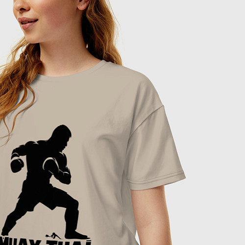 Женская футболка оверсайз Муай Тай сила и мощь тайского бокса / Миндальный – фото 3