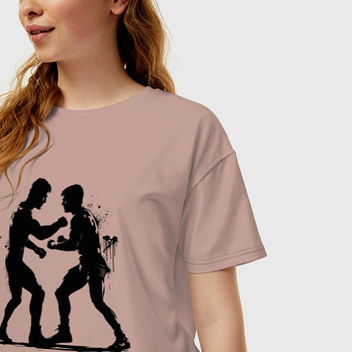 Женская футболка оверсайз Рестлерский поединок / Пыльно-розовый – фото 3