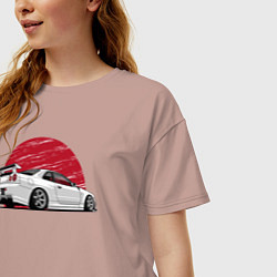 Футболка оверсайз женская Nissan Skyline art, цвет: пыльно-розовый — фото 2