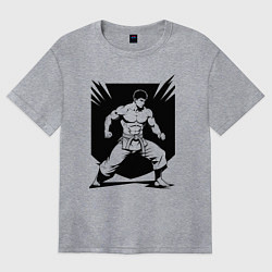 Футболка оверсайз женская Аниме самбист, цвет: меланж