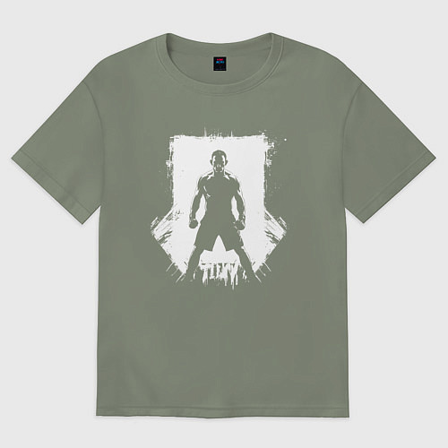 Женская футболка оверсайз Тони Фергюсон силуэт в белом / Авокадо – фото 1