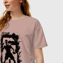 Футболка оверсайз женская Тони Фергюсон в черном, цвет: пыльно-розовый — фото 2