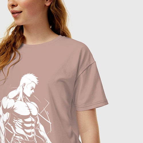 Женская футболка оверсайз Мускулистый аниме / Пыльно-розовый – фото 3