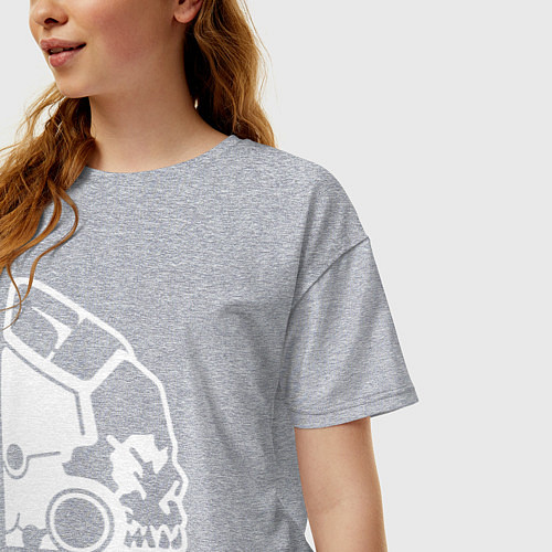 Женская футболка оверсайз Кодзима продакшенс логотип / Меланж – фото 3