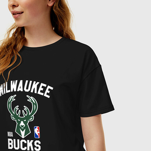 Женская футболка оверсайз Милуоки Бакс - НБА / Черный – фото 3