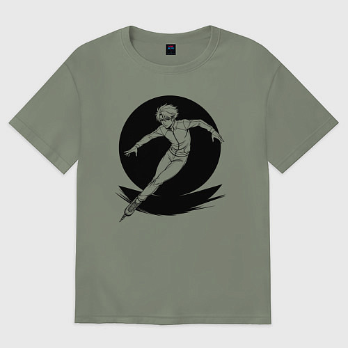 Женская футболка оверсайз Конькобежец аниме / Авокадо – фото 1