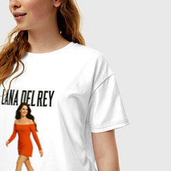 Футболка оверсайз женская Lana Del Rey в оранжевом платье, цвет: белый — фото 2