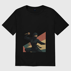 Женская футболка оверсайз Ниндзя девушка