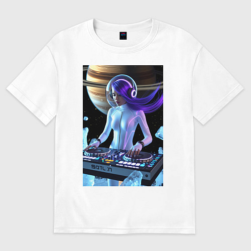 Женская футболка оверсайз Девушка космо DJ / Белый – фото 1