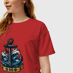 Футболка оверсайз женская ВМФ якорь, цвет: красный — фото 2