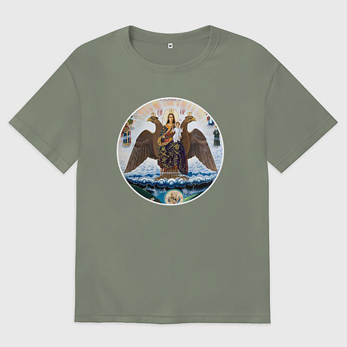 Женская футболка оверсайз Если ангел твой за твоим плечом то гром и молния т / Авокадо – фото 1