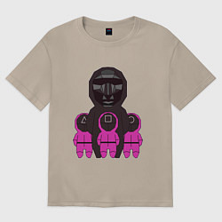 Футболка оверсайз женская Персонажи сериала игра в кальмара, цвет: миндальный