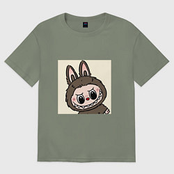 Женская футболка оверсайз Лабубу с милой мордашкой