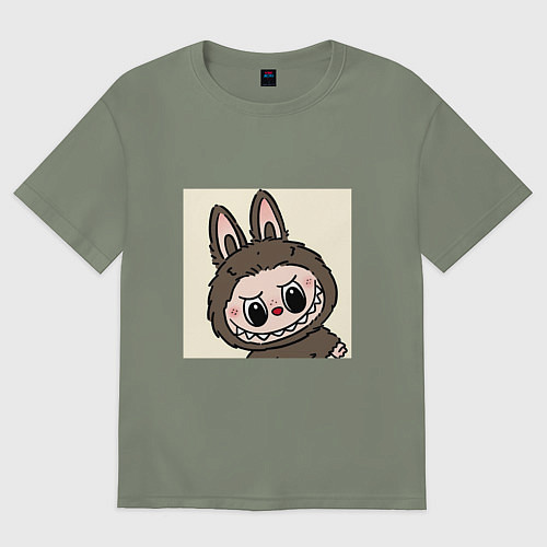 Женская футболка оверсайз Лабубу с милой мордашкой / Авокадо – фото 1